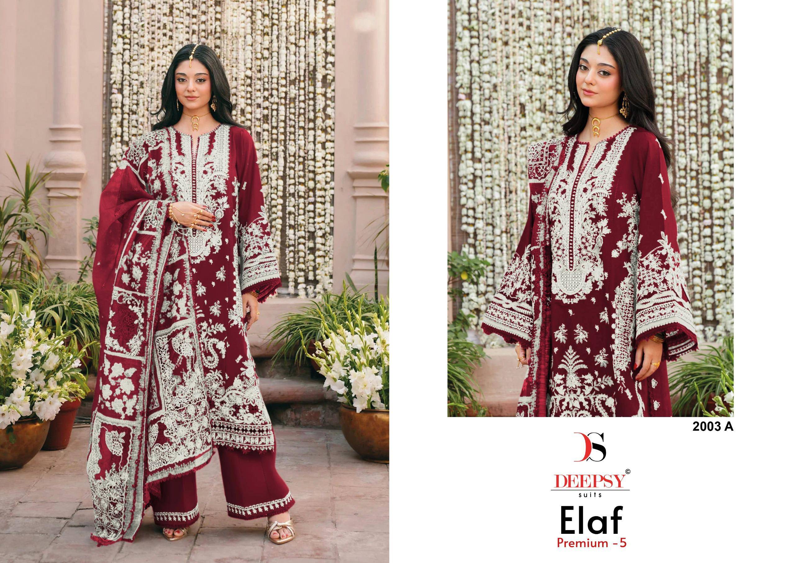 ELAF  Premium-7 Luxury Lawn 2003 colors by  DEEPSY SUITS  2003A to 2003D series Indian Pakistani ethnic wear Pure viscose At Wholesale Price
